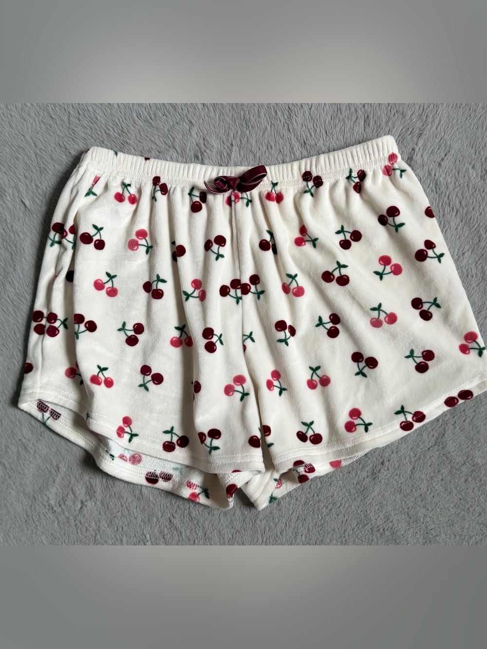 Cherry Print Cozy Lounge Shorts with Cherries
